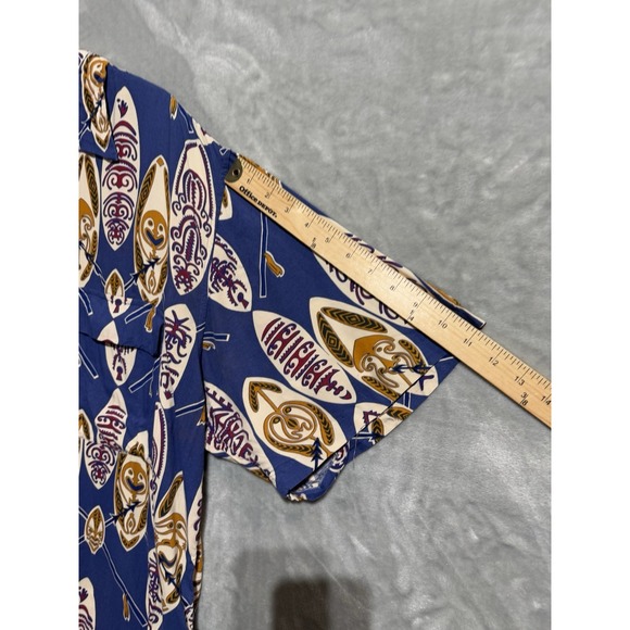 Reyn Spooner Hawaiian Shirt Men's Medium Surf Boards Tiki Lightweight Breathable - Picture 7 of 8